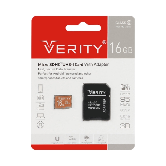 کارت حافظه microSDHC وریتی مدل 633X کلاس 10 استاندارد UHS-1 سرعت 95 MBps ظرفیت 16 گیگابایت به همراه آداپتور SD